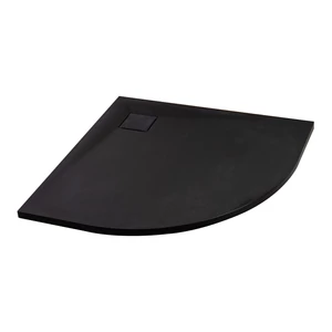 Półokrągły brodzik SMC z syfonem Cagliari Black 80x80x2,6 cm