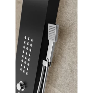Termostatyczny panel prysznicowy Verona Black, stal nierdzewna, LED