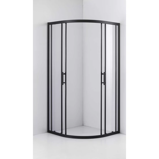Półokrągła kabina prysznicowa Murcia Black 80x80, 190 cm, 6 mm, NANO