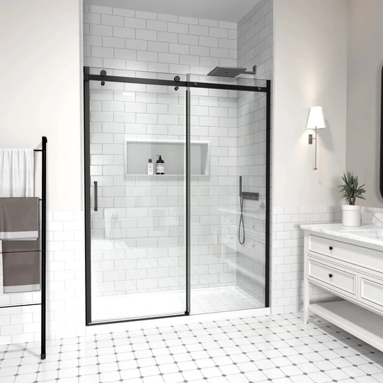 Drzwi prysznicowe przesuwne Belvero Black 120, 195cm, 6mm