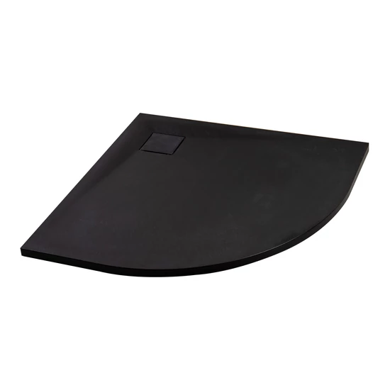 Półokrągły brodzik SMC z syfonem Cagliari Black 80x80x2,6 cm