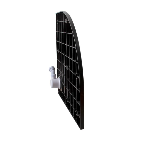 Półokrągły brodzik SMC z syfonem Cagliari Black 80x80x2,6 cm