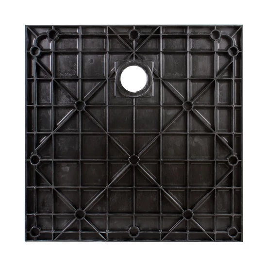 Kwadratowy brodzik SMC z syfonem Cagliari Black 80x80x2,6 cm