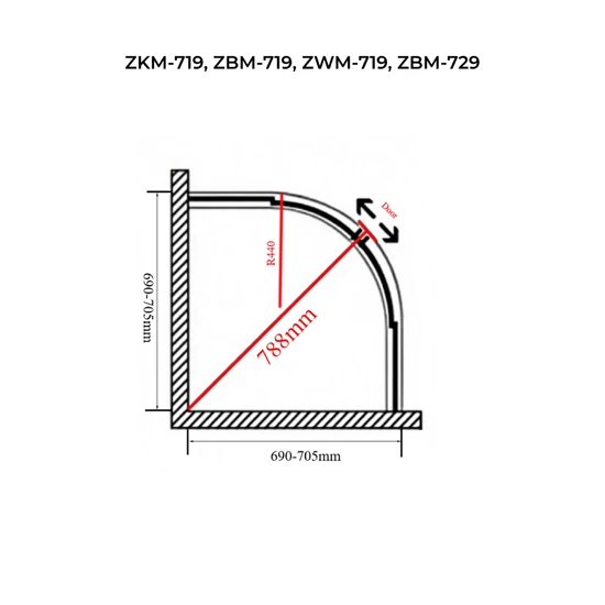 Półokrągła kabina prysznicowa Avignon Shadow 6 mm 70*70 190 cm