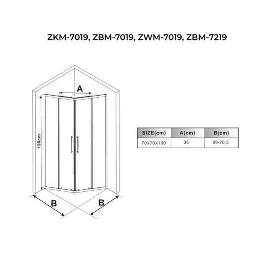Kabina prysznicowa Toulon Shadow 6 mm 70*70 190 cm