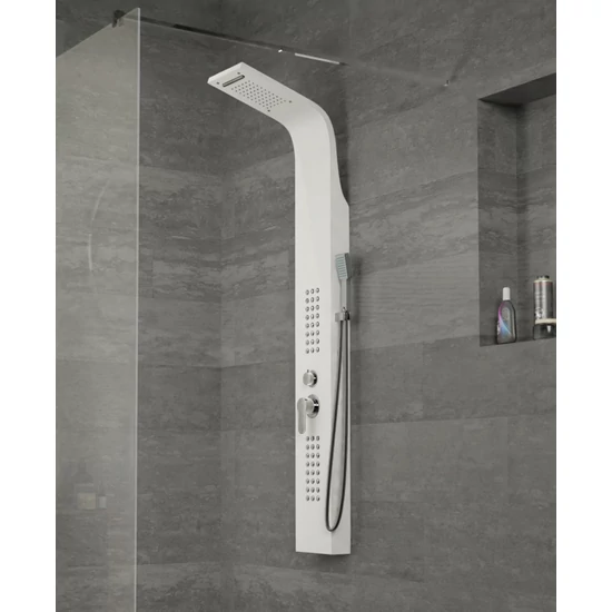 panel prysznicowy Alegre White stal nierdzewna