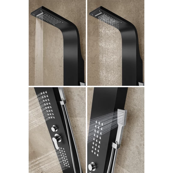panel prysznicowy Alegre Black stal nierdzewna