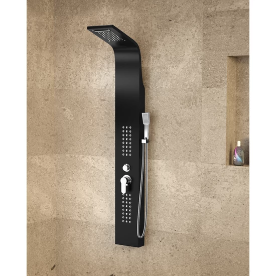 panel prysznicowy Alegre Black stal nierdzewna