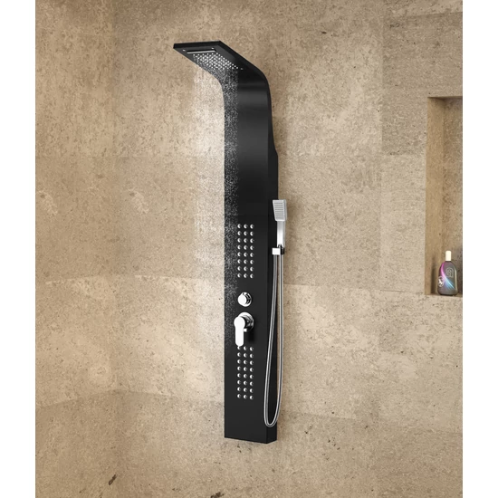 panel prysznicowy Alegre Black stal nierdzewna