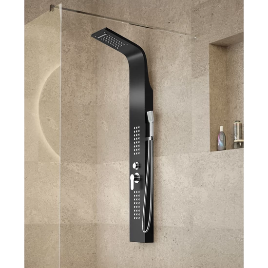 panel prysznicowy Alegre Black stal nierdzewna