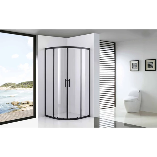 Półokrągła kabina prysznicowa Avignon Black 6 mm 70*70 190 cm