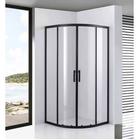 Półokrągła kabina prysznicowa Avignon Black 6 mm 70*70 190 cm