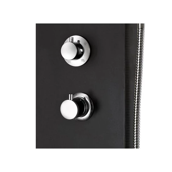 Termostatyczny panel prysznicowy Verona Black, stal nierdzewna, LED